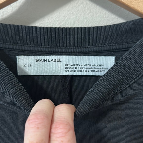 OFF-WHITE c/o Virgil Abloh "Main Label" Black Sweatshirt Men's Medium - Picture 5 of 16
